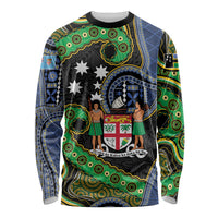 South Sea Islanders And Fiji Long Sleeve Shirt Fijian Coat Of Arms And Southern Cross DT05 Unisex Black - Polynesian Pride