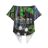 South Sea Islanders And Fiji Off Shoulder Wrap Waist Top Fijian Coat Of Arms And Southern Cross DT05 - Polynesian Pride