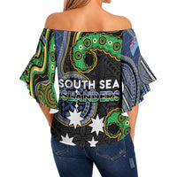 South Sea Islanders And Fiji Off Shoulder Wrap Waist Top Fijian Coat Of Arms And Southern Cross DT05 - Polynesian Pride