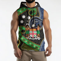South Sea Islanders And Fiji Sleeveless Hoodie Fijian Coat Of Arms And Southern Cross DT05 - Polynesian Pride