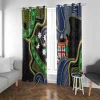South Sea Islanders And Fiji Window Curtain Fijian Coat Of Arms And Southern Cross DT05 With Grommets Black - Polynesian Pride