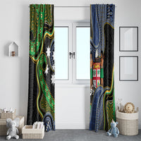 South Sea Islanders And Fiji Window Curtain Fijian Coat Of Arms And Southern Cross DT05 - Polynesian Pride