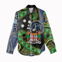 South Sea Islanders And Fiji Women Casual Shirt Fijian Coat Of Arms And Southern Cross DT05 - Polynesian Pride