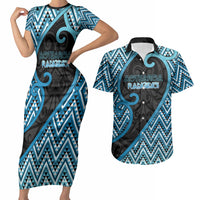 Custom Aotearoa Atua Ranginui Couples Matching Short Sleeve Bodycon Dress and Hawaiian Shirt Maori Sky Father Koru Patterns