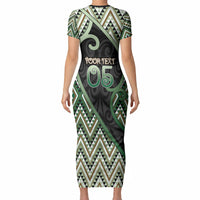 Custom Aotearoa Atua Papatuanuku Short Sleeve Bodycon Dress Earth Mother Father Koru Patterns
