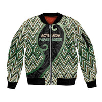Custom Aotearoa Atua Papatuanuku Sleeve Zip Bomber Jacket Earth Mother Father Koru Patterns