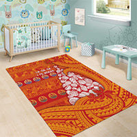 French Polynesia Christmas Area Rug Seashell Xmas Tree Tribal Waves - Polynesian Pride