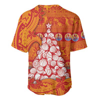 French Polynesia Christmas Baseball Jersey Seashell Xmas Tree Tribal Waves - Polynesian Pride
