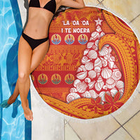 French Polynesia Christmas Beach Blanket Seashell Xmas Tree Tribal Waves - Polynesian Pride