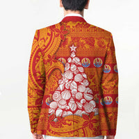 French Polynesia Christmas Blazer Seashell Xmas Tree Tribal Waves - Polynesian Pride