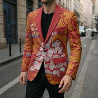 French Polynesia Christmas Blazer Seashell Xmas Tree Tribal Waves - Polynesian Pride