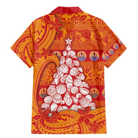 French Polynesia Christmas Family Matching Mermaid Dress and Hawaiian Shirt Seashell Xmas Tree Tribal Waves - Polynesian Pride