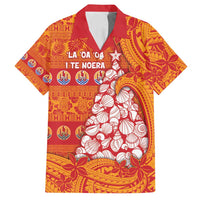 French Polynesia Christmas Family Matching Summer Maxi Dress and Hawaiian Shirt Seashell Xmas Tree Tribal Waves - Polynesian Pride