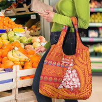 French Polynesia Christmas Grocery Bag Seashell Xmas Tree Tribal Waves - Polynesian Pride