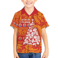French Polynesia Christmas Hawaiian Shirt Seashell Xmas Tree Tribal Waves - Polynesian Pride