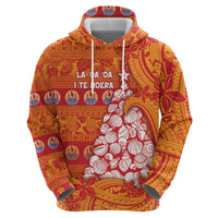 French Polynesia Christmas Hoodie Seashell Xmas Tree Tribal Waves - Polynesian Pride