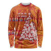 French Polynesia Christmas Long Sleeve Shirt Seashell Xmas Tree Tribal Waves - Polynesian Pride