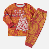 French Polynesia Christmas Pajama Set Seashell Xmas Tree Tribal Waves - Polynesian Pride