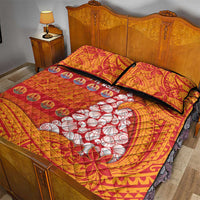 French Polynesia Christmas Quilt Bed Set Seashell Xmas Tree Tribal Waves - Polynesian Pride