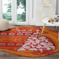 French Polynesia Christmas Round Carpet Seashell Xmas Tree Tribal Waves - Polynesian Pride