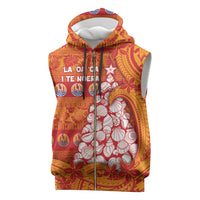 French Polynesia Christmas Sleeveless Zip Hoodie Seashell Xmas Tree Tribal Waves - Polynesian Pride