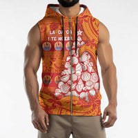 French Polynesia Christmas Sleeveless Zip Hoodie Seashell Xmas Tree Tribal Waves - Polynesian Pride