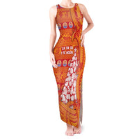 French Polynesia Christmas Tank Maxi Dress Seashell Xmas Tree Tribal Waves - Polynesian Pride