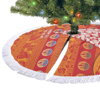 French Polynesia Christmas Tree Skirt Seashell Xmas Tree Tribal Waves - Polynesian Pride