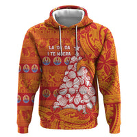 French Polynesia Christmas Zip Hoodie Seashell Xmas Tree Tribal Waves - Polynesian Pride