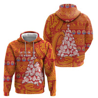 French Polynesia Christmas Zip Hoodie Seashell Xmas Tree Tribal Waves - Polynesian Pride
