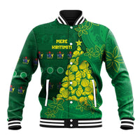 Cook Islands Christmas Baseball Jacket Seashell Xmas Tree Tribal Waves - Polynesian Pride