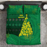 Cook Islands Christmas Bedding Set Seashell Xmas Tree Tribal Waves - Polynesian Pride