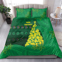 Cook Islands Christmas Bedding Set Seashell Xmas Tree Tribal Waves - Polynesian Pride