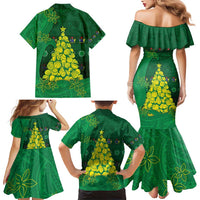 Cook Islands Christmas Family Matching Mermaid Dress and Hawaiian Shirt Seashell Xmas Tree Tribal Waves DT05 - Polynesian Pride