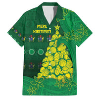 Cook Islands Christmas Family Matching Off Shoulder Short Dress and Hawaiian Shirt Seashell Xmas Tree Tribal Waves DT05 Dad's Shirt - Short Sleeve Green - Polynesian Pride