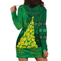 Cook Islands Christmas Hoodie Dress Seashell Xmas Tree Tribal Waves - Polynesian Pride