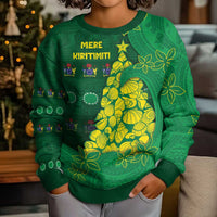 Cook Islands Christmas Kid Ugly Christmas Sweater Seashell Xmas Tree Tribal Waves - Polynesian Pride