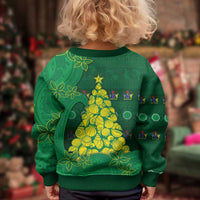 Cook Islands Christmas Kid Ugly Christmas Sweater Seashell Xmas Tree Tribal Waves - Polynesian Pride