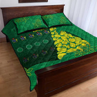 Cook Islands Christmas Quilt Bed Set Seashell Xmas Tree Tribal Waves - Polynesian Pride