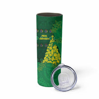 Cook Islands Christmas Skinny Tumbler Seashell Xmas Tree Tribal Waves - Polynesian Pride
