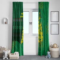 Cook Islands Christmas Window Curtain Seashell Xmas Tree Tribal Waves - Polynesian Pride