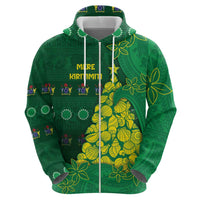 Cook Islands Christmas Zip Hoodie Seashell Xmas Tree Tribal Waves - Polynesian Pride