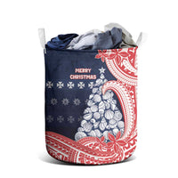 Wallis And Futuna Christmas Laundry Basket Seashell Xmas Tree Tribal Waves - Polynesian Pride