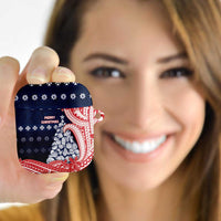 Wallis And Futuna Christmas AirPods Case Seashell Xmas Tree Tribal Waves - Polynesian Pride