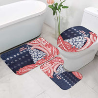 Wallis And Futuna Christmas Bathroom Set Seashell Xmas Tree Tribal Waves - Polynesian Pride