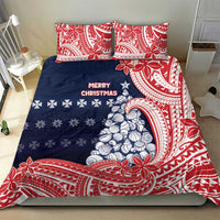 Wallis And Futuna Christmas Bedding Set Seashell Xmas Tree Tribal Waves - Polynesian Pride
