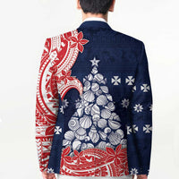 Wallis And Futuna Christmas Blazer Seashell Xmas Tree Tribal Waves - Polynesian Pride