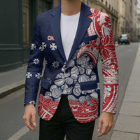 Wallis And Futuna Christmas Blazer Seashell Xmas Tree Tribal Waves - Polynesian Pride