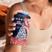 Wallis And Futuna Christmas 4 in 1 Can Cooler Tumbler Seashell Xmas Tree Tribal Waves - Polynesian Pride