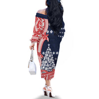 Wallis And Futuna Christmas Family Matching Off The Shoulder Long Sleeve Dress and Hawaiian Shirt Seashell Xmas Tree Tribal Waves - Polynesian Pride